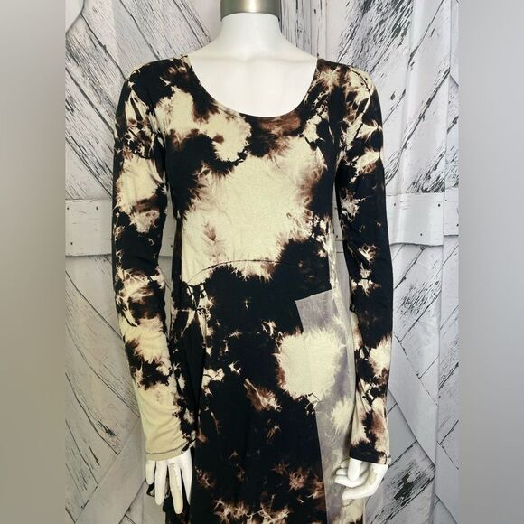 HEYNE BOGUT Tie Dye Asymmetrical Hem Dress Long Sleeves Sz 6-8 - Picture 2 of 8